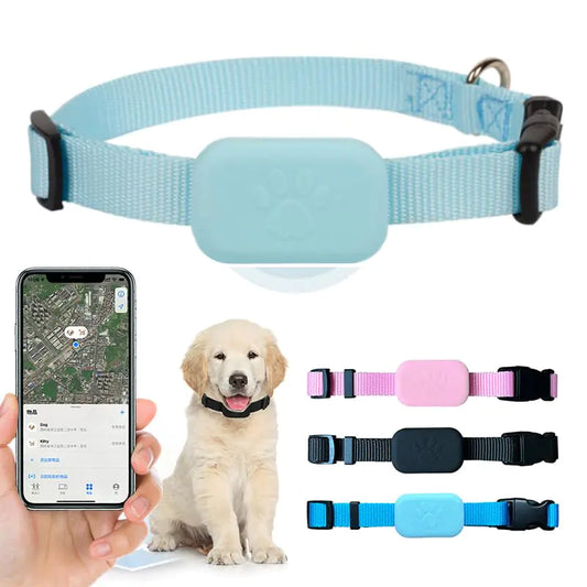 Generic PawsPath Haustier GPS-Tracker Halsband Unbegrenzte Reichweite Wasserdichtes Haustier Katze Hund Anti-Verlust Gerät Smart Locator Tracking GPS Haustier Tracker Halsband für Apple IOS FindMy (Blau Klein)